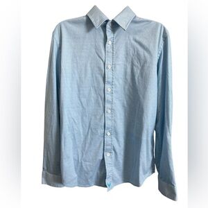 Men's Buttercloth Blue and White Print Long Sleeve Regular Fit Medium